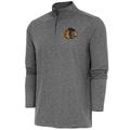 Men's Antigua Heather Black Chicago Blackhawks Hunk Quarter-Zip Pullover Top