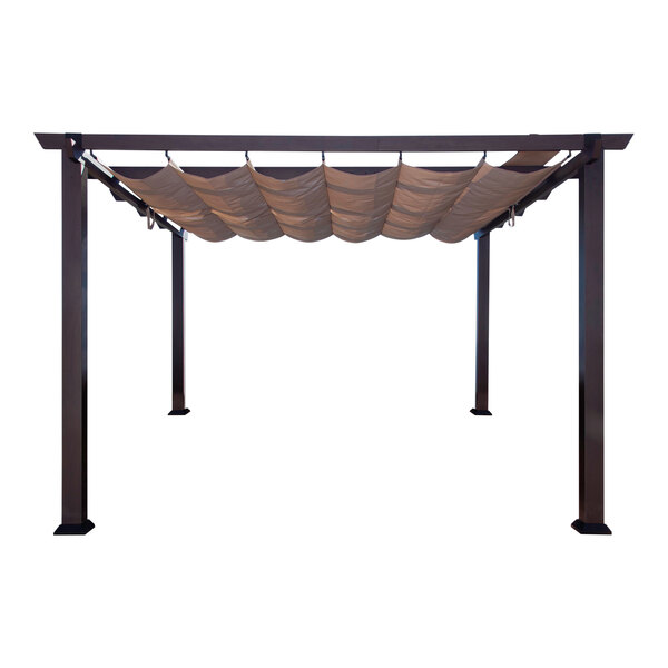 Paragon Outdoor Modena 12' x 12' Espresso Aluminum Pergola with Retractable Canopy in Mocha