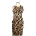 Zara Casual Dress - Sheath Crew Neck Sleeveless: Tan Leopard Print Dresses - Women's Size Medium