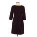 Eliza J Casual Dress - Sheath Crew Neck 3/4 sleeves: Burgundy Solid Dresses - Women's Size 4