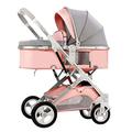 Lightweight Baby Strollers for Infant and Toddler, Baby Stroller for Newborn, High Landscape Shock-Absorbing Carriage Two-Way Pram Trolley Baby Pushchair Ideal for 0-36 Months (Color : Pink)