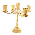 F Fityle European Style 1/3/5-Candle Alloy Candelabra Candlestick, Multi-Height Candle Holder Wedding Candelabra Candle Stand-Gold, 5 arms-22.5cm, as described