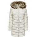 Steppjacke ONLY "ONLELLAN QUILTED HOOD FUR COAT CC OTW" Gr. S (36), weiß (cloud dancer detail:nature fur) Damen Jacken Steppjacken