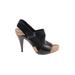 Theory Heels: Slingback Stilleto Chic Black Print Shoes - Women's Size 38.5 - Open Toe