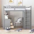 Harriet Bee Full Size & Twin Size Loft Bed w/ Drawers, Desk & Wardrobe Wood in Gray/White/Brown | 65 H x 44 W x 78.3 D in | Wayfair