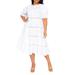 Tiered Cotton Blend Poplin Dress