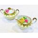 Imperial China Yellow milk jug and lidded sugar bowl with large yellow and pink roses. English Afternoon Tea China.