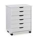 Six Drawer Wide Roll Storage Cart, White Finish, Office