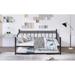 Metal Platform Bed Frame Daybed with Twin Size Portable Folding Trundle, Metal Structure Trundle Bed and Daybed