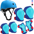 Kids Bike Helmet Toddler Helmet Kids Sport Protective Gear Set Boy Girl Child Cycling Helmet with Knee Pads Elbow Pads Wrist Guards Youth Skateboard Helmet for Kids 3+ï¼ˆblue redï¼‰