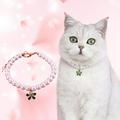 opvise Cat Necklace Eye-catching Attractive Exquisite Elegant Flower Pendant Pet Cat Fake Pearl Necklace Pink