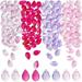 120Pcs Teardrop Czech Glass Beads 4 Colors Transparent Crystal Beads with Glitter Gold Powder Water Drop Loose Pendants Beads for DIY Necklace Earring Bracelet Jewelry Making Pnik&Purple