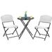 3PCS Patio Rattan Bistro Set Folding Table Chairs Garden Deck