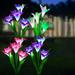 Solar Lily Solar Garden Stake Lights 4 Pcs Lily Flowers Waterproof Multi-Color Changing LED Solar Landscape Lights for Garden Outdoor Lawn Yard Pathway Decoration (2 Purple+1 White+1 Pink)