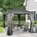 Ulax Furniture 10Ft x 10Ft Hardtop Patio Gazebo Outdoor Aluminum Gazebo with Netting and Curtains for Garden Patio Lawns