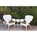 W00213-2-CES007 Windsor White Wicker Chair & End Table Set with Brown Cushion