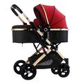 Baby Stroller for Newborn, Lightweight Baby Strollers for Infant and Toddler, High Landscape Shock-Absorbing Carriage Two-Way Pram Trolley Baby Pushchair Ideal for 0-36 Months (Color : Red)