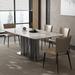 Orren Ellis Yoshimi Rectangular 31.5" W Restaurant Dining Set Upholstered/Metal in Brown/Gray/White | 29.53 H x 31.5 W x 55.12 D in | Wayfair
