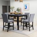 Red Barrel Studio® Frosses 5 - Piece Dining Set, Square Dining Room Table & Chairs /Upholstered in Black/Brown/Gray | Wayfair