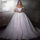 LORIE-Robe de Mariée Pailletée et Brillante de Couleur Unie Vêtement de Princesse de Grande