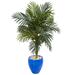 4.5' Golden Cane Artificial Palm Tree in Blue Oval Planter