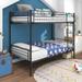 Bunk Bed Twin Over Twin Size,Metal Bunk Bed with Ladder,Black