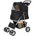 Pet Stroller 4 Wheels Dog Cat Stroller for Small Medium Dogs Cats Foldable Puppy Stroller with Storage Basket and Cup Holder