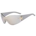 Miyuadkai Glasses Fashion Men Women Star Wrap Around Sungl es Cycling Rimless Futuristic Sungl es Accessory Grey