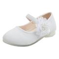 Toddler Shoes Leather Single Shoes Pearl Big Flower Girl Small Leather Shoes Princess Shoes Small High Heeled Dance Shoes Toddler Girl Sneakers White 5.5 Years-6 Years