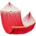 Jiarui 2-Person Woven Polyester Curved Caribbean Hammock for Outdoor Backyard Patio Camping w/ 300lb Capacity Curved Bamboo Spreader Bar Hanging Chains - Fire Red