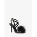 Michael Kors Whitby Feather Trim Leather Sandal Black 8