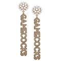 Women's CANVAS Style South Carolina Gamecocks Pearl Cluster Dotted Enamel Drop Earrings