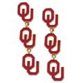 Women's CANVAS Style Oklahoma Sooners Triple Drop Enamel Earrings