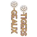 Women's CANVAS Style LSU Tigers Pearl Cluster Outline Enamel Drop Earrings