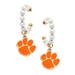 Women's CANVAS Style Clemson Tigers Pearl Hoop Enamel Drop Earrings
