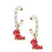 Women's CANVAS Style Ole Miss Rebels Pearl Hoop Enamel Drop Earrings