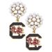 Women's CANVAS Style South Carolina Gamecocks Pearl Cluster Enamel Drop Earrings