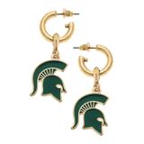 Women's CANVAS Style Michigan State Spartans Enamel Drop Hoop Earrings