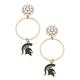 Women's CANVAS Style Michigan State Spartans Pearl Cluster Enamel Hoop Earrings