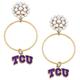 Women's CANVAS Style TCU Horned Frogs Pearl Cluster Enamel Hoop Earrings