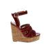 Pour La Victoire Wedges: Red Print Shoes - Women's Size 7 1/2 - Open Toe