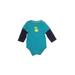 Jumping Beans Short Sleeve Onesie: Blue Color Block Bottoms - Size 3 Month