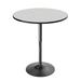 Ebern Designs Round Pub Dining Table Height Adjustable w/ Wooden Tabletop Home Bar Wood/Metal in Gray | 36 H x 31.5 W x 31.5 D in | Wayfair