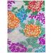 White 36 x 24 x 0.25 in Area Rug - TIBETAN FLORAL SKY Outdoor Rug By Kavka Designs Polyester | 36 H x 24 W x 0.25 D in | Wayfair