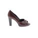 Franco Sarto Heels: Slip-on Chunky Heel Cocktail Party Brown Shoes - Women's Size 6 - Peep Toe