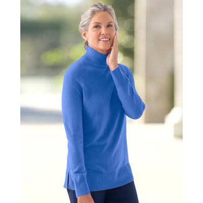 Appleseeds Women's Spindrift Mock Neck Sweater - Blue - XL - Misses