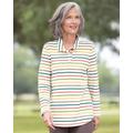 Appleseeds Women's Everyday Knit Stripe Henley - Multi - PL - Petite