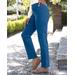 Appleseeds Women's SlimSation Straight-Leg Pincord Pants - Blue - 10P - Petite