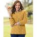 Appleseeds Women's Cotton Wavy Cable Sweater - Yellow - L - Misses