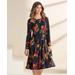 Appleseeds Women's Bountiful Bouquets Knit Dress - Multi - XL - Misses